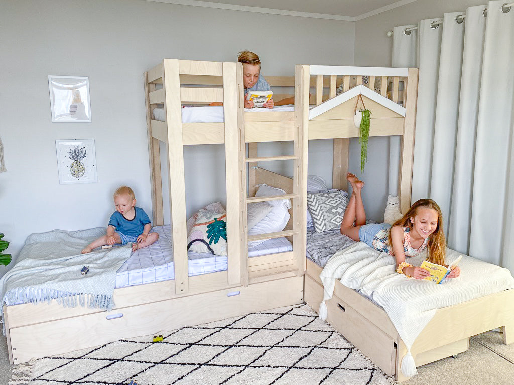 Cozy L shaped Triple bunk bed