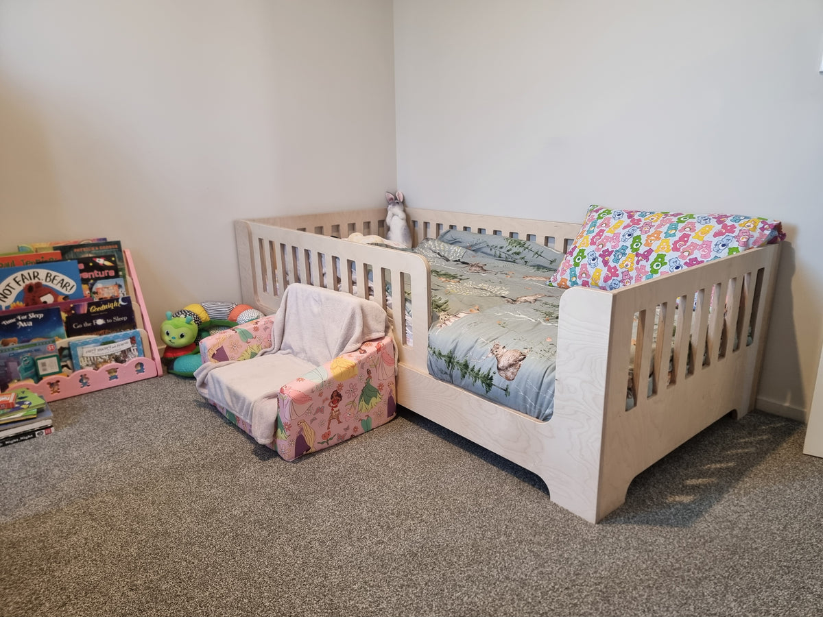 Magic of Wood floor bed in a real customer bedroom