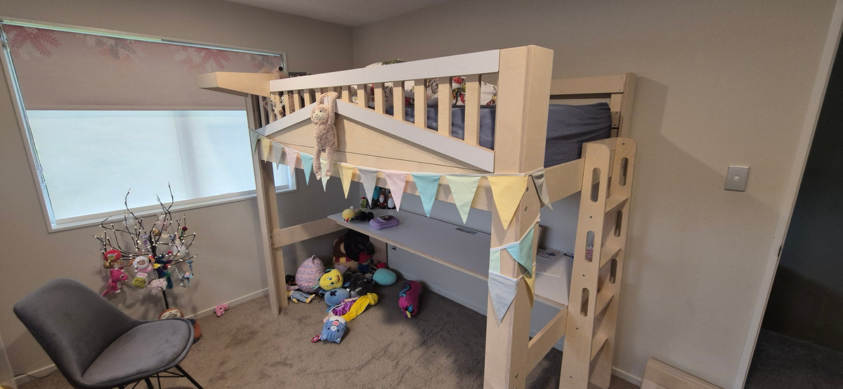 Magic of Wood loft bed in a real customer bedroom