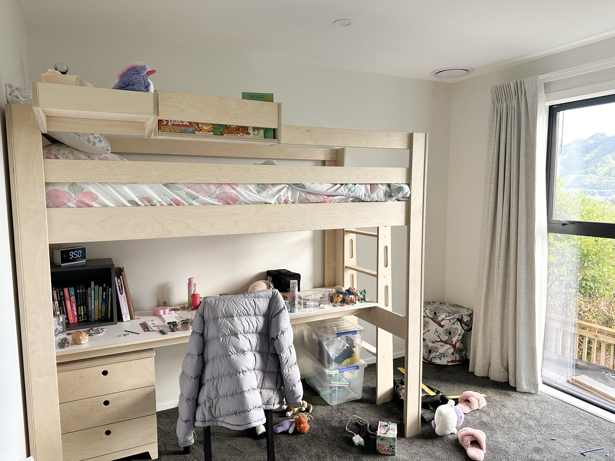 Magic of Wood loft bed in a real customer bedroom