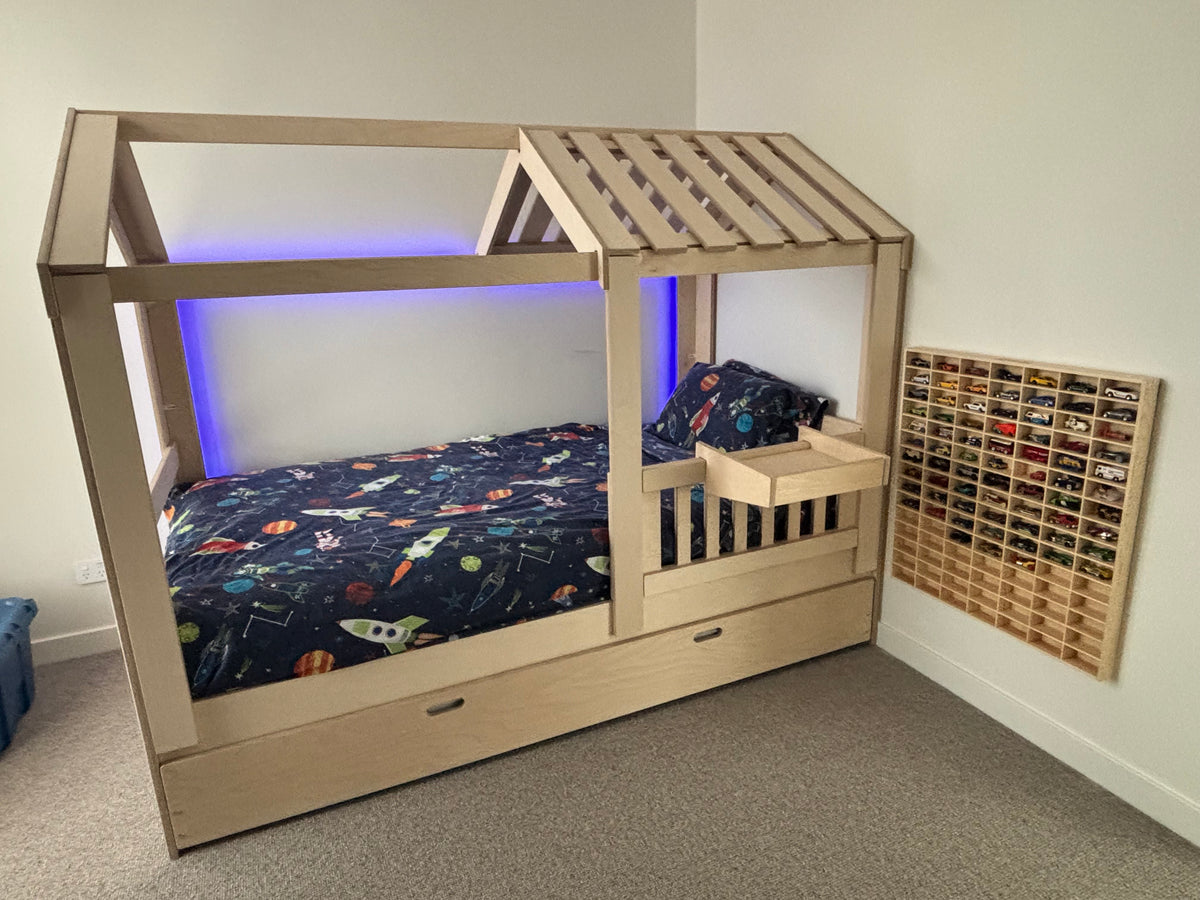 Magic of Wood floor bed in a real customer bedroom