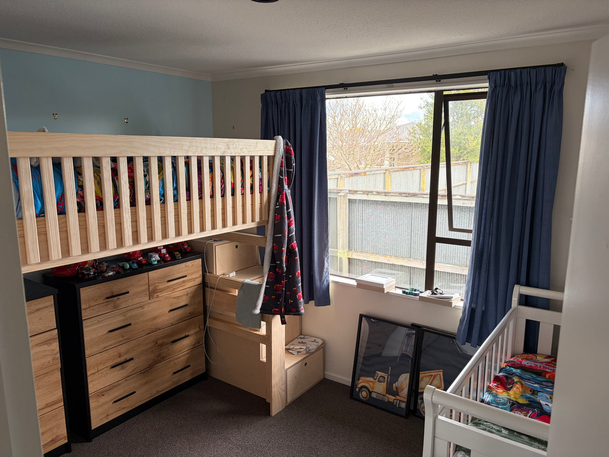 Magic of Wood loft bed in a real customer bedroom