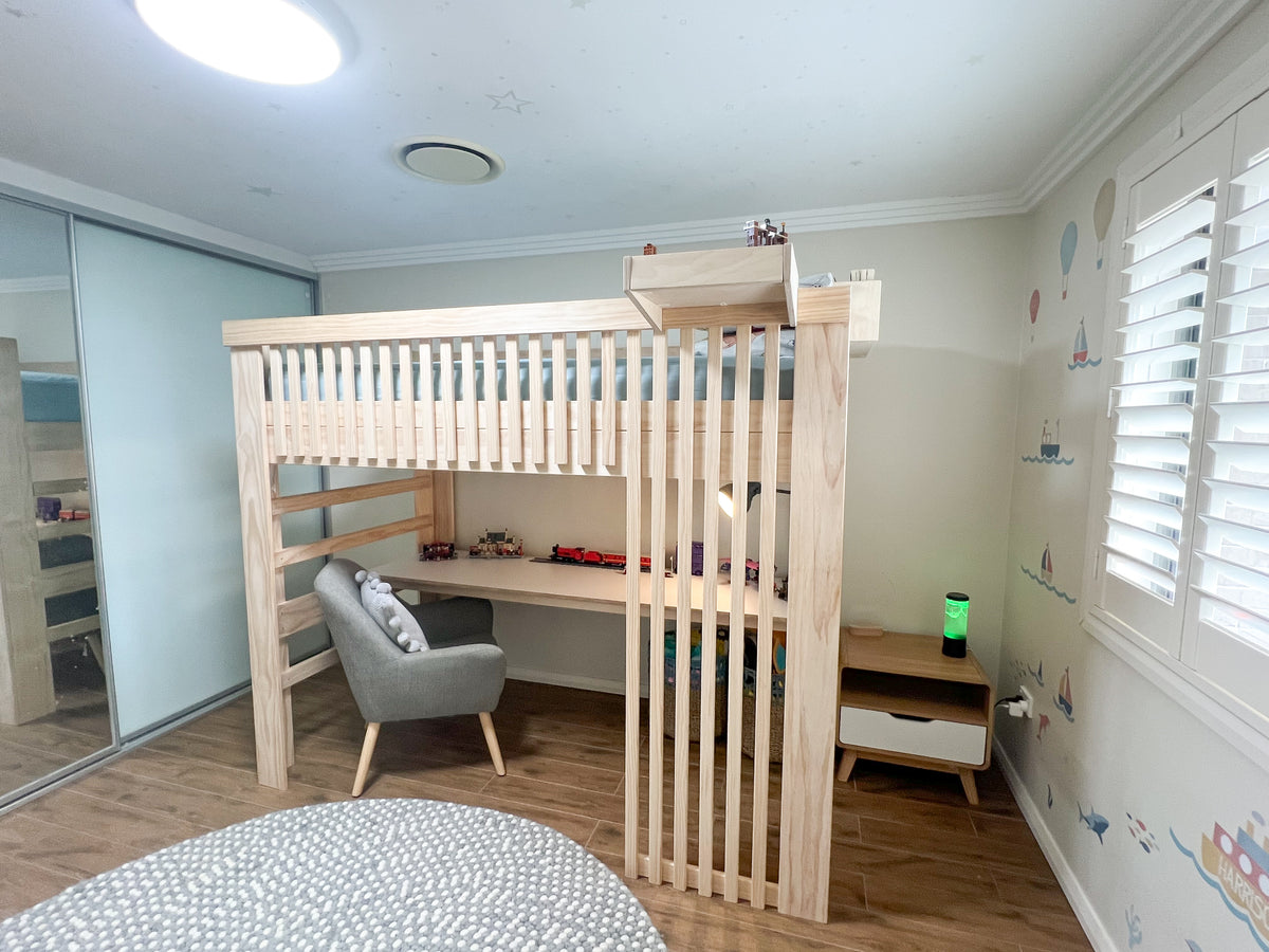 Magic of Wood loft bed in a real customer bedroom