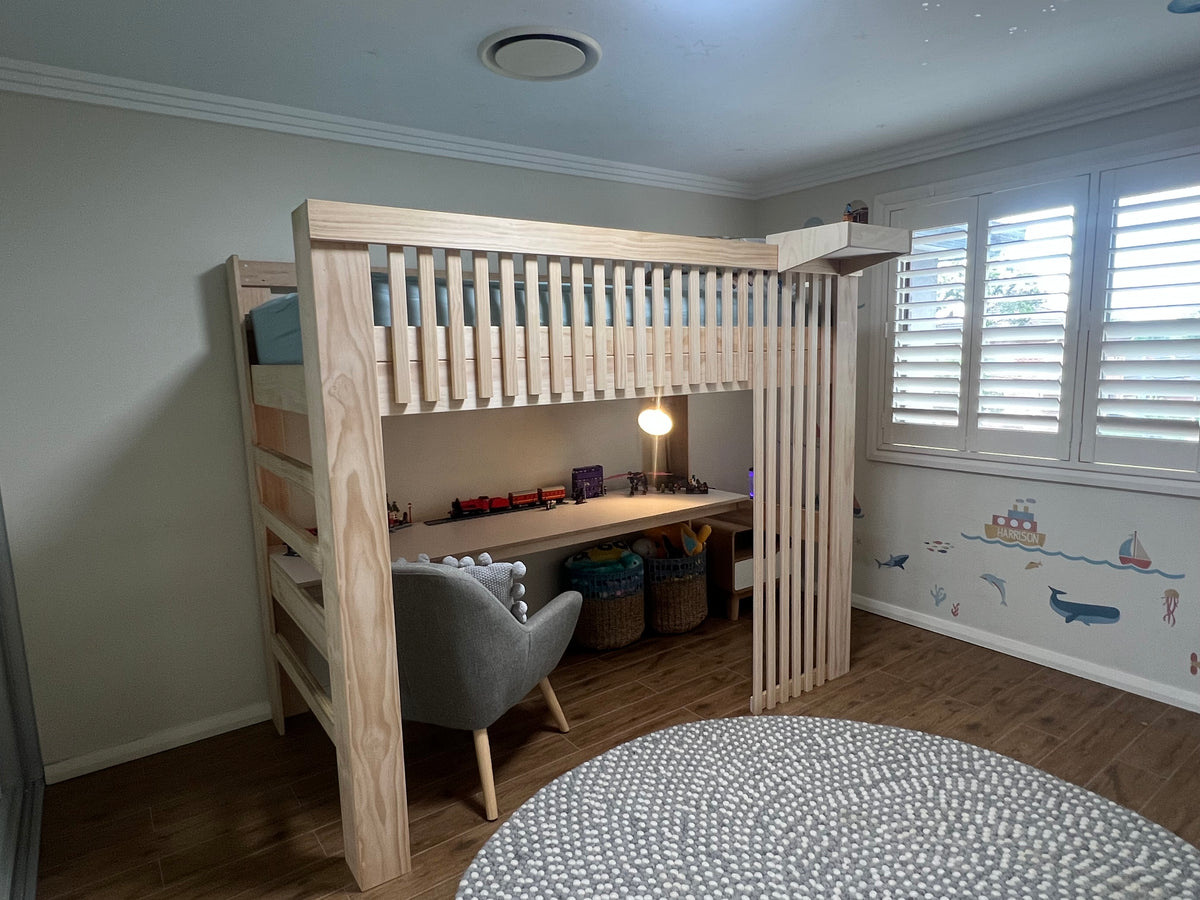 Magic of Wood loft bed in a real customer bedroom