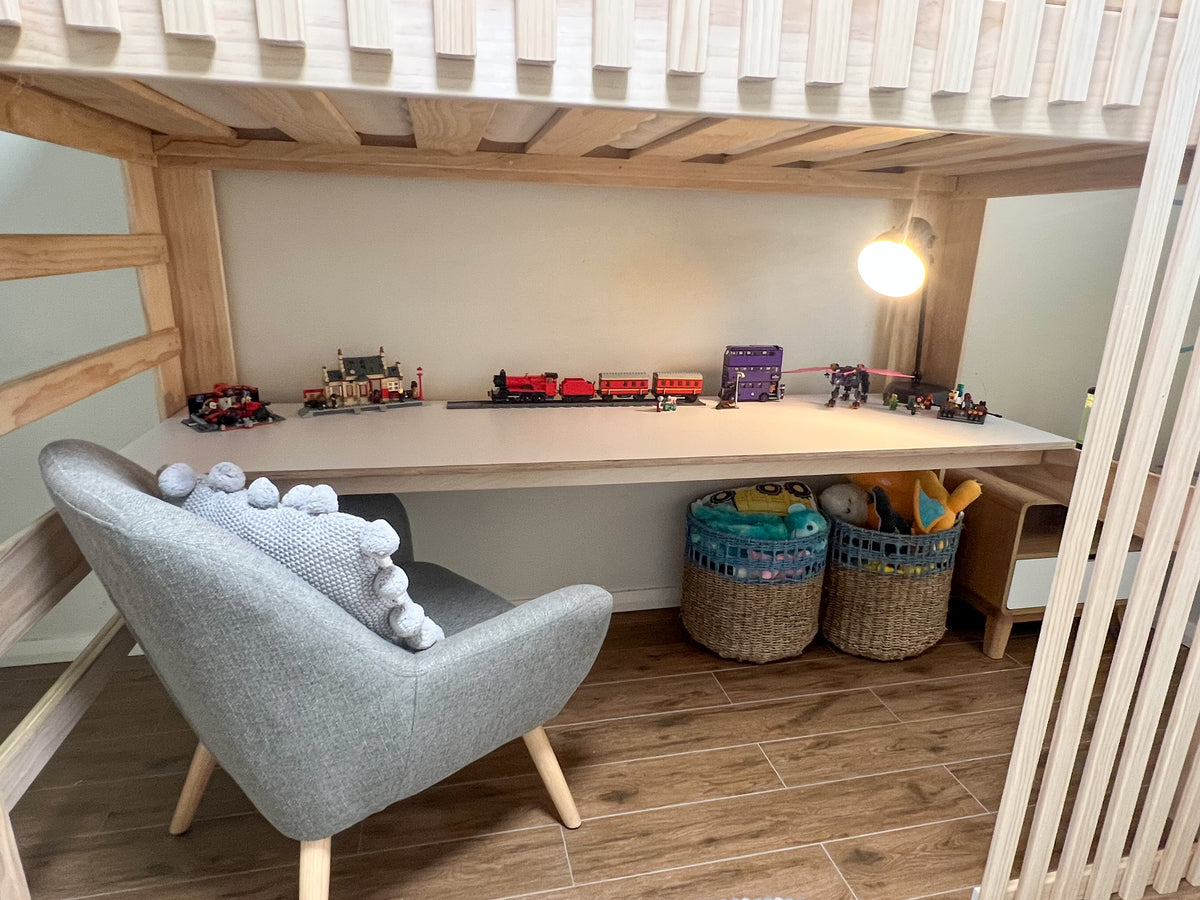 Magic of Wood loft bed in a real customer bedroom