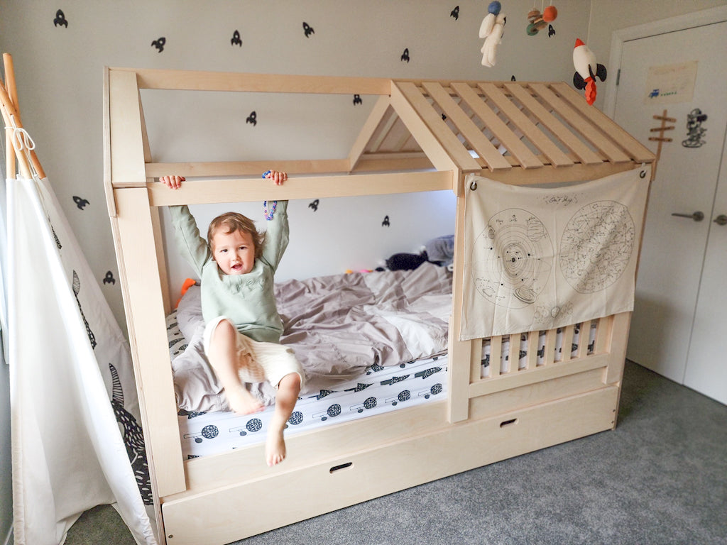 Magic of Wood floor bed in a real customer bedroom