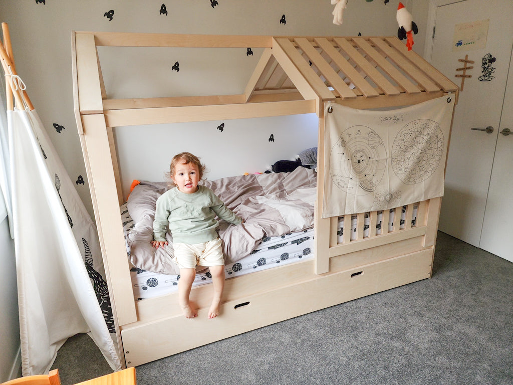 Magic of Wood floor bed in a real customer bedroom