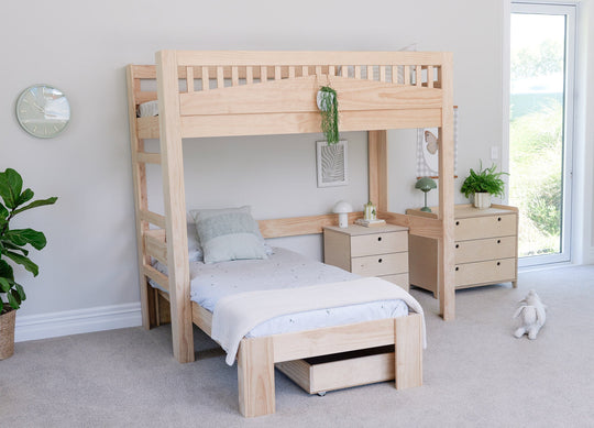 Cozy L-shaped Bunk Bed PINE