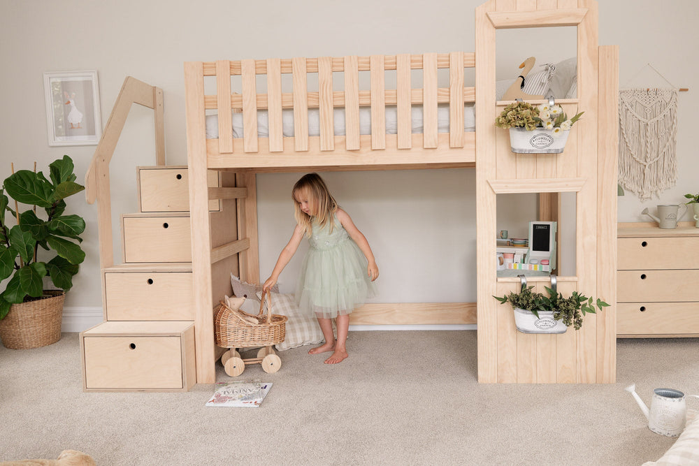 Country House LOW Loft Bed PINE