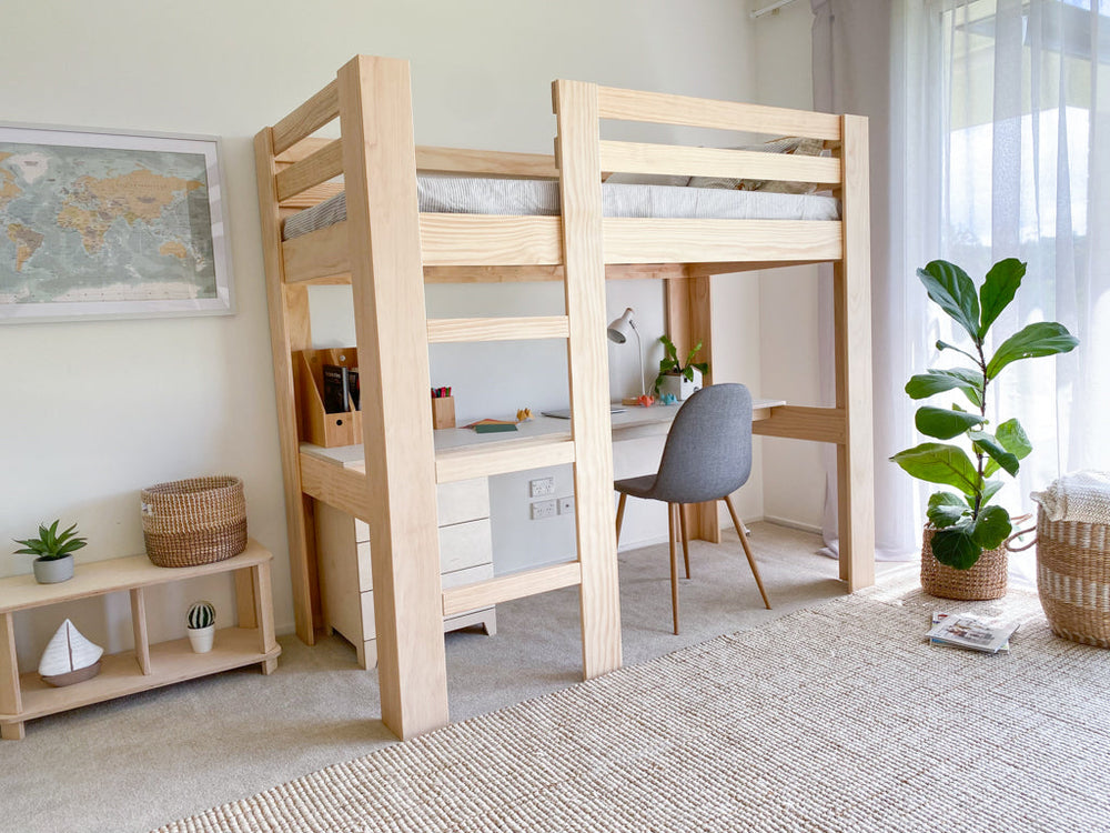 Classic loft bed with desk PINE
